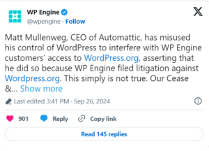 WordPress against WP Engine