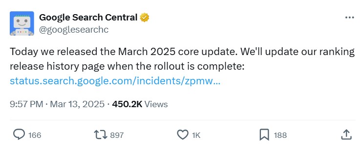 Google March 2025 Core Update Rollout Concludes