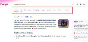 “AI Mode” tab in google search results