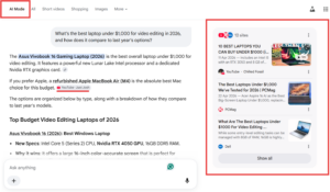 AI answer includes a source citation