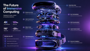 high-tech VR headset exploded view